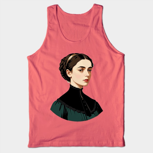 Sad Victorian Lady Wearing a Green and Black Blouse Tank Top by CursedContent